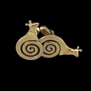 Vintage Goldtone Metal Snail of Patience Cufflinks by Anson Unisex